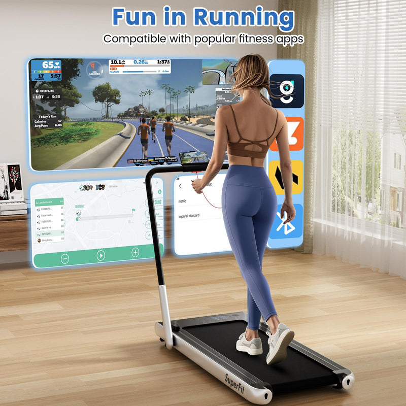 Load image into Gallery viewer, Goplus 340 LBS Capacity Walking Pad with Handle Bar Under Desk Treadmill with Apps