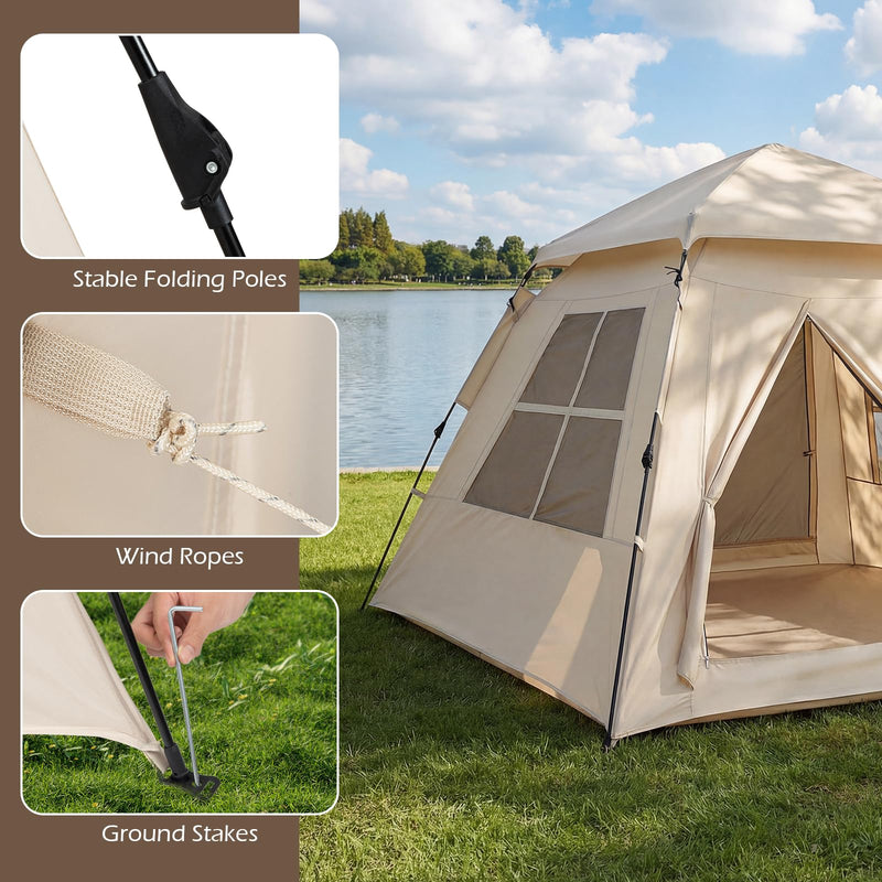 Load image into Gallery viewer, Goplus 4 Person Camping Tent with Rainfly Mesh Windows 2 Doors & Carrying Bag