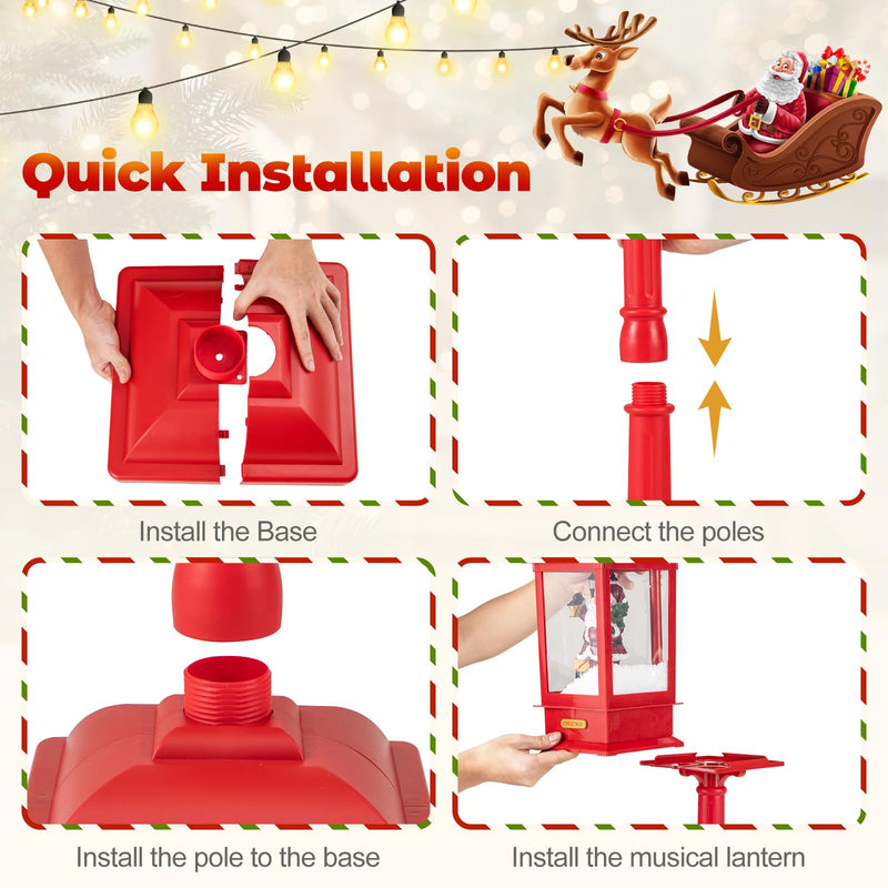 Load image into Gallery viewer, Goplus 61 Inch Christmas Street Lamp, Festive Musical Lamp Post w/Detachable Snow Globe Lantern