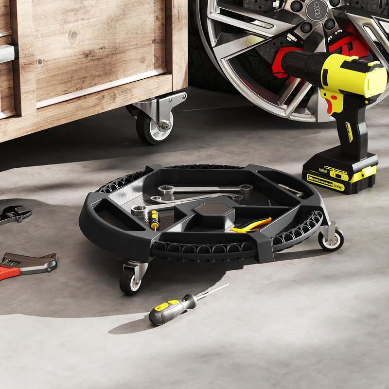 Load image into Gallery viewer, Goplus Mobile Automotive Tool Creeper with 3 Swivel Casters & 4 Compartments (19.5" x 19.5" x 4")