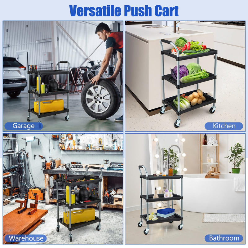 Load image into Gallery viewer, Goplus 3-Tier Rolling Tool Cart, Mobile Service Cart with Universal Lockable Wheels, Sponged Handle