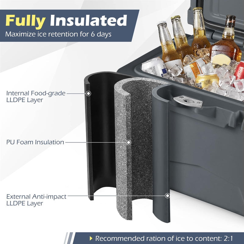 Load image into Gallery viewer, Goplus 20QT Insulated Ice Chest w/Portable Handles Cup Holders Ruler for Camping Fishing