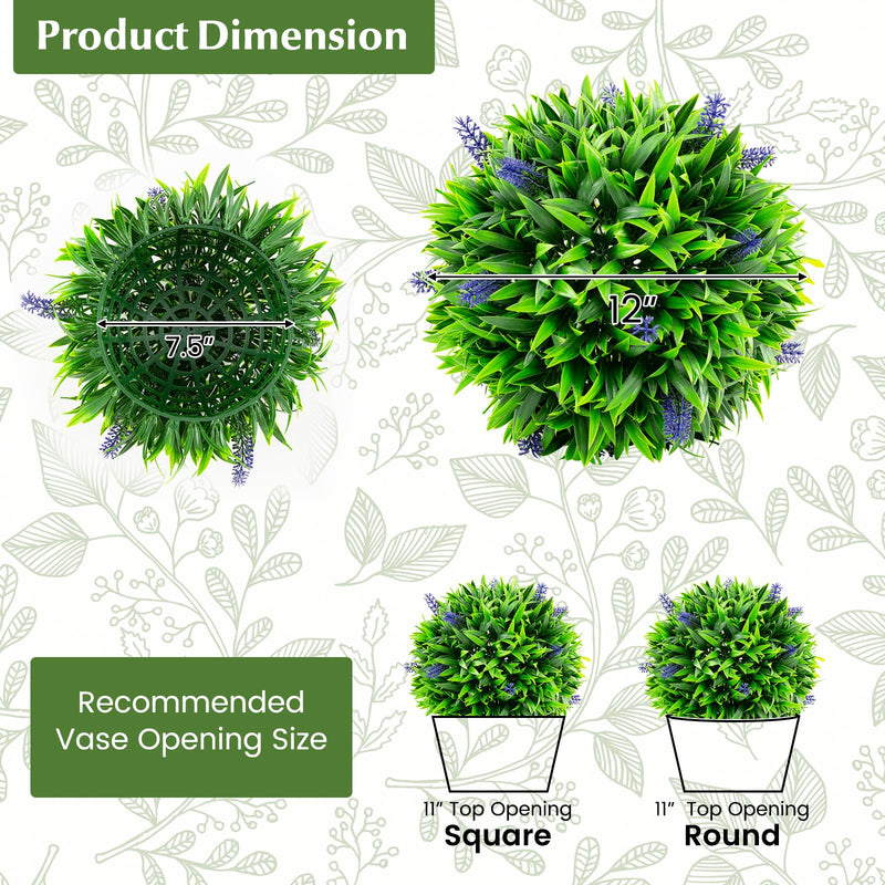 Load image into Gallery viewer, Goplus 12 Inch Artificial Lavender Topiary Balls Set of 2, Outdoor Faux Greenery Balls with Flowers