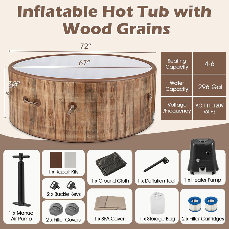 Load image into Gallery viewer, Goplus Inflatable Hot Tub SPA 4-6 Person 72" Round Pool Hottub W/ 120 Air Jets