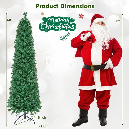 Goplus 6ft / 7ft / 8ft Fiber Optic Pencil Christmas Tree Xmas Full Tree for Home Office Holiday Decor