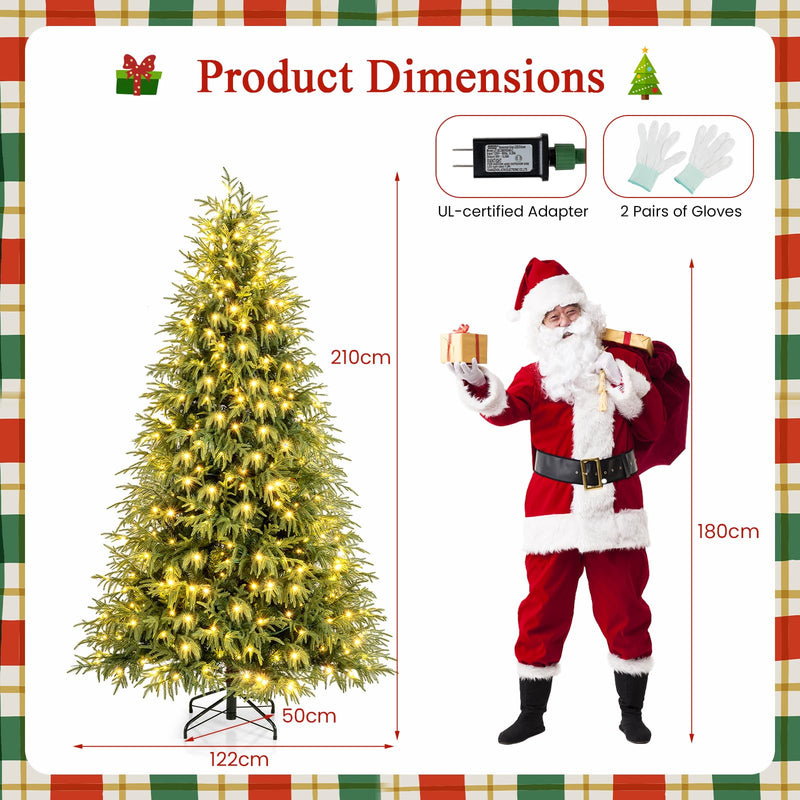 Load image into Gallery viewer, Goplus 7 FT Pre-Lit Artificial Christmas Tree, Hinged Faux Xmas Tree with 1217 Soft TPE & PVC Mixed Branch Tips
