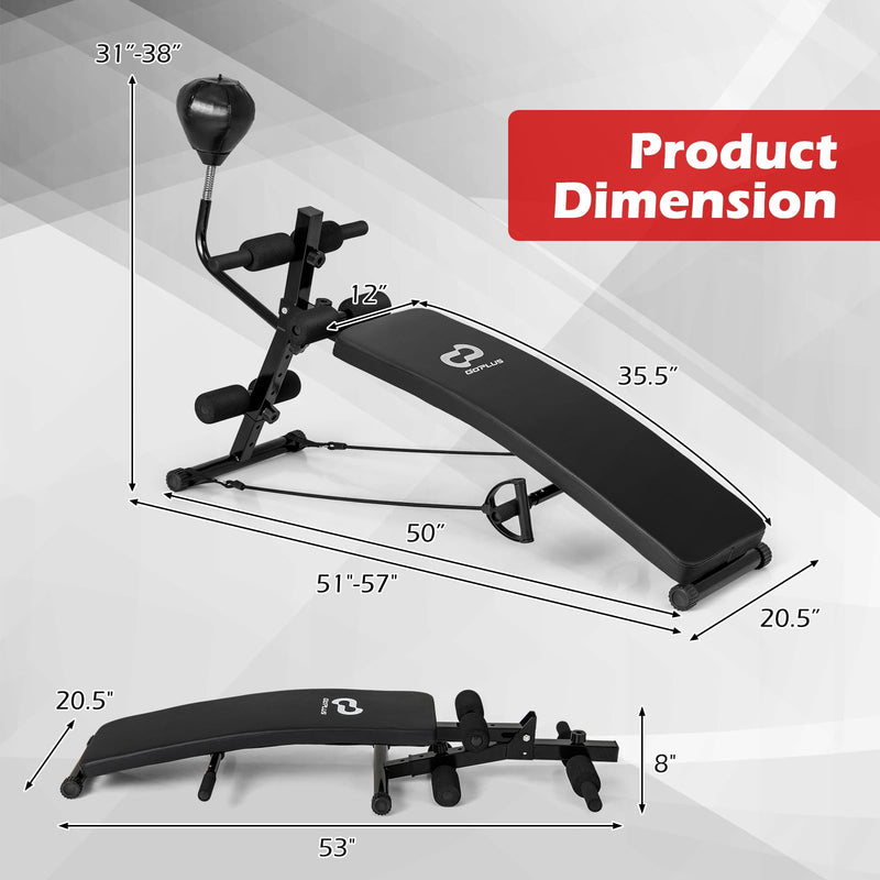 Load image into Gallery viewer, Goplus Adjustable Decline Sit Up Bench for Exercise, Foldable Curved Slant Bench