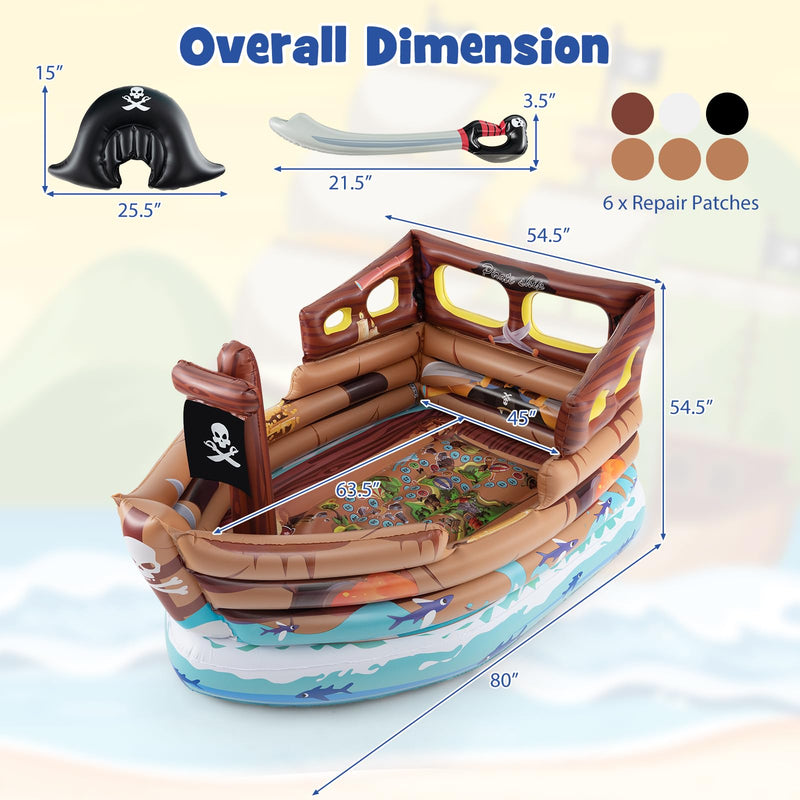 Load image into Gallery viewer, Goplus Inflatable Pirate Ship, Blow up Playscape with Built in Motor