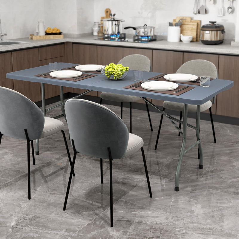 Load image into Gallery viewer, Goplus 6ft Plastic Folding Table, 350 LBS Outdoor Heavy Duty Folding Tables with HDPE Tabletop