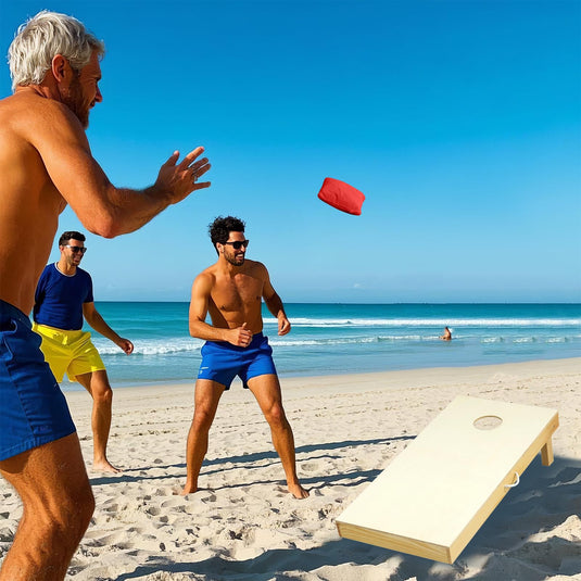 Goplus Solid Wood Corn Hole Game Board Includes 8 Bean Bags