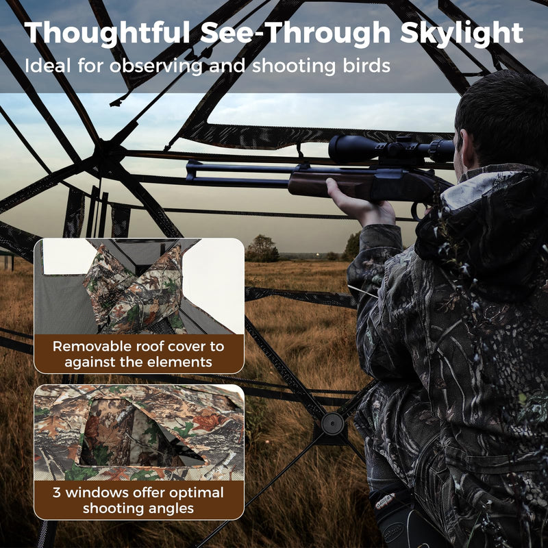 Load image into Gallery viewer, Goplus 3 in 1 Multifunctional Hunting Blind, 360° One-Way See-Through Hunting Tent w/Skylight