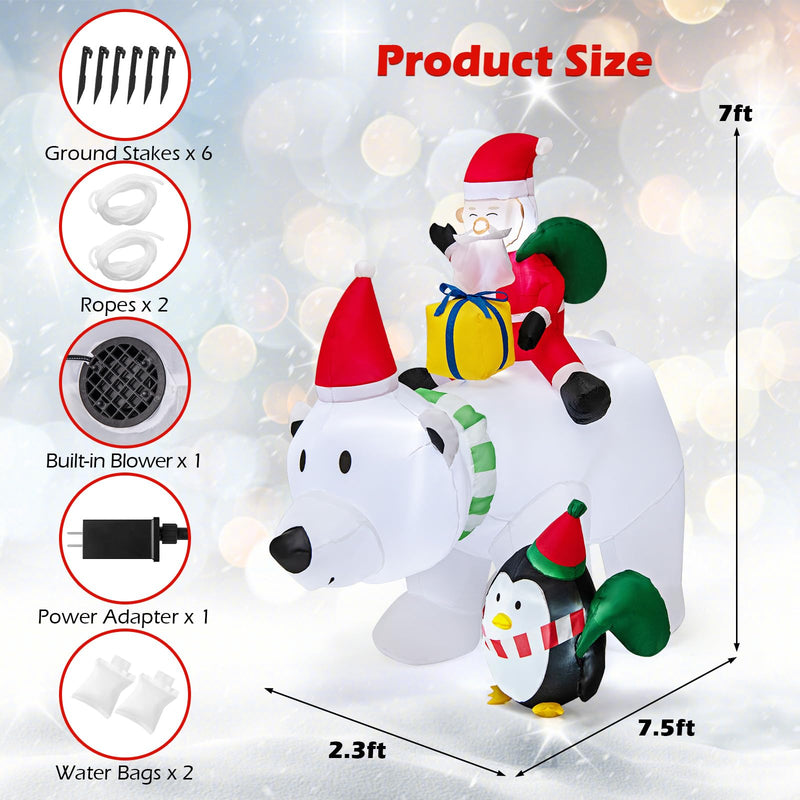 Load image into Gallery viewer, Goplus 7FT Christmas Inflatables, LED Lighted Xmas Inflatable Polar Bear with Shaking Head, Santa & Penguin
