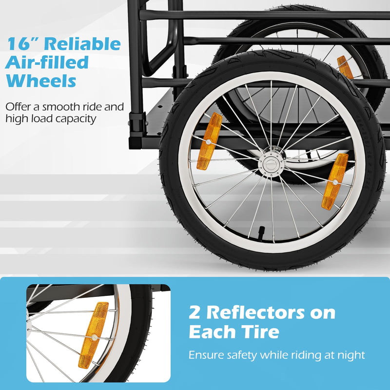 Load image into Gallery viewer, Goplus Bike Cargo Trailer, Folding Bike Cart with Weather-Proof Oxford Cover, Universal Hitch, 16" Pneumatic Wheels