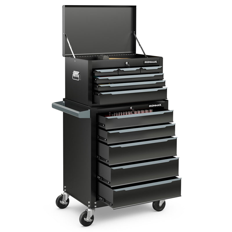 Load image into Gallery viewer, Goplus Rolling Steel Tool Chest, 11-Drawer Heavy-Duty Tool Storage Cabinet with Hanging Holes, Central Keyed Locking System