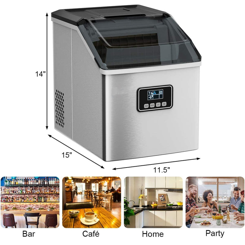 Load image into Gallery viewer, Countertop Ice Maker Machine, Stainless Steel, 48LBS/24H, Self-Clean Function