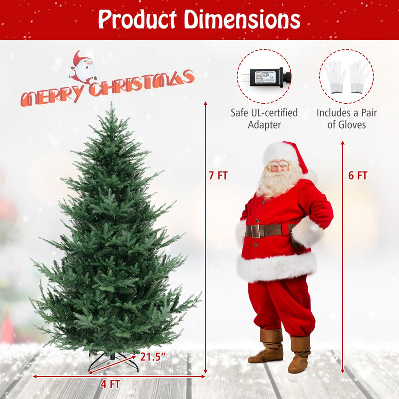 Load image into Gallery viewer, Goplus 7ft Pre-lit Artificial Christmas Tree with 340 Warm White LED Lights, 1090 Branch Tips