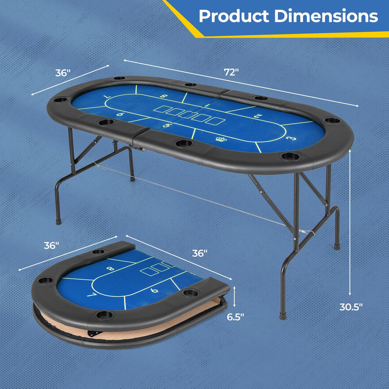 Load image into Gallery viewer, Goplus 72 x 36 x 30.5 Inch Foldable Poker Table with 8 Cup Holders