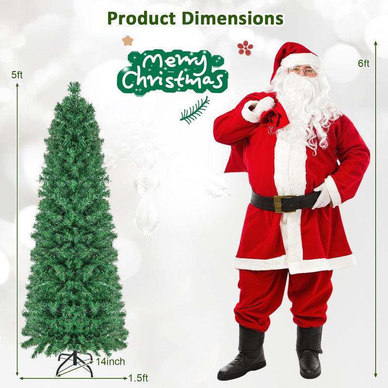 Load image into Gallery viewer, Goplus 5ft Fiber Optic Pencil Christmas Tree Xmas Full Tree for Home Office Holiday Decor