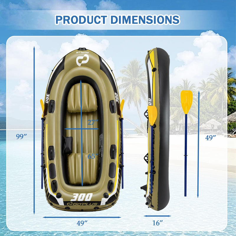 Load image into Gallery viewer, Goplus 3/4 Person Heavy-Duty Fishing Raft Set with Oars Bolster Seats Pouch & Rod Holders