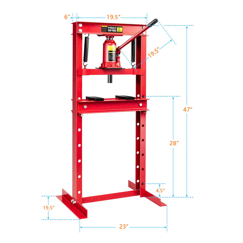 Load image into Gallery viewer, Goplus 12 Ton Hydraulic Shop Floor Press Floor Stand Jack for Gears and Bearings