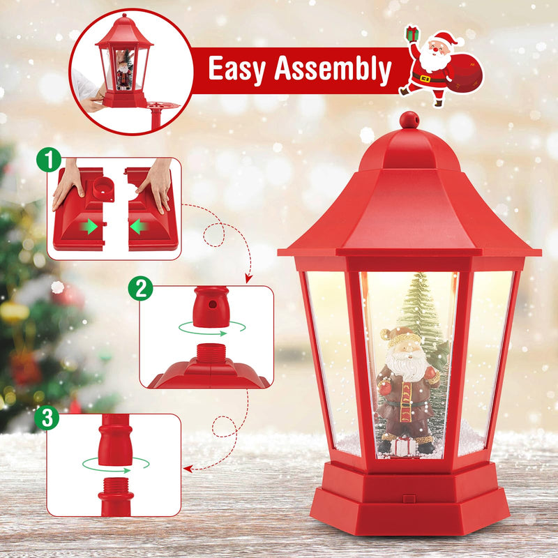 Load image into Gallery viewer, Goplus 2-in-1 Musical Lamp Post & Snow Globe Lantern (Snowing Santa)