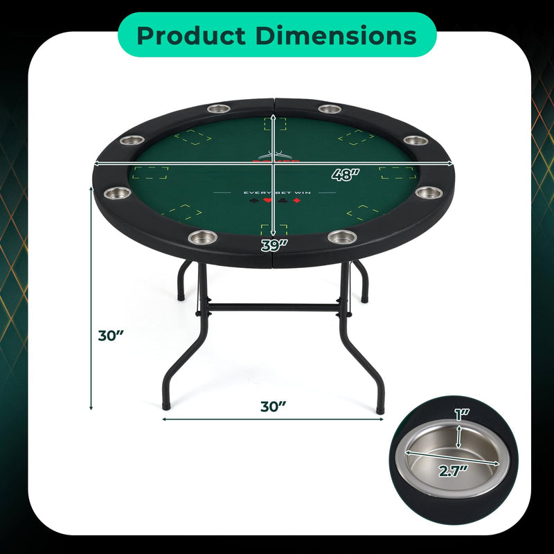 Load image into Gallery viewer, Goplus 48" 8 Player Round Casino Leisure Texas Holdem Game Table with Metal Legs