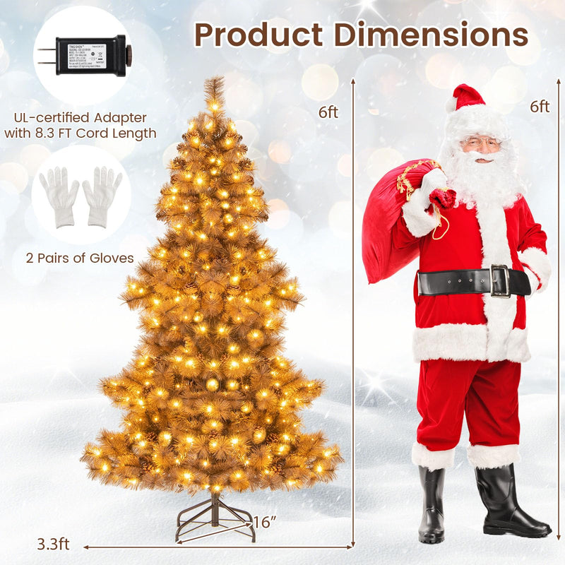 Load image into Gallery viewer, Goplus 6 FT Pre-Lit Chocolate-Color Xmas Tree with 493 Pine Needles & PVC Tips