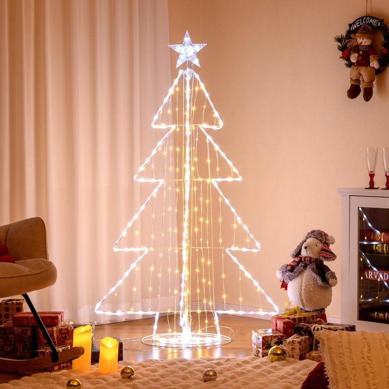 Load image into Gallery viewer, Goplus 5 FT LED Lighted Cone Tree, Indoor & Outdoor Xmas Decoration with Star Topper & Round Base