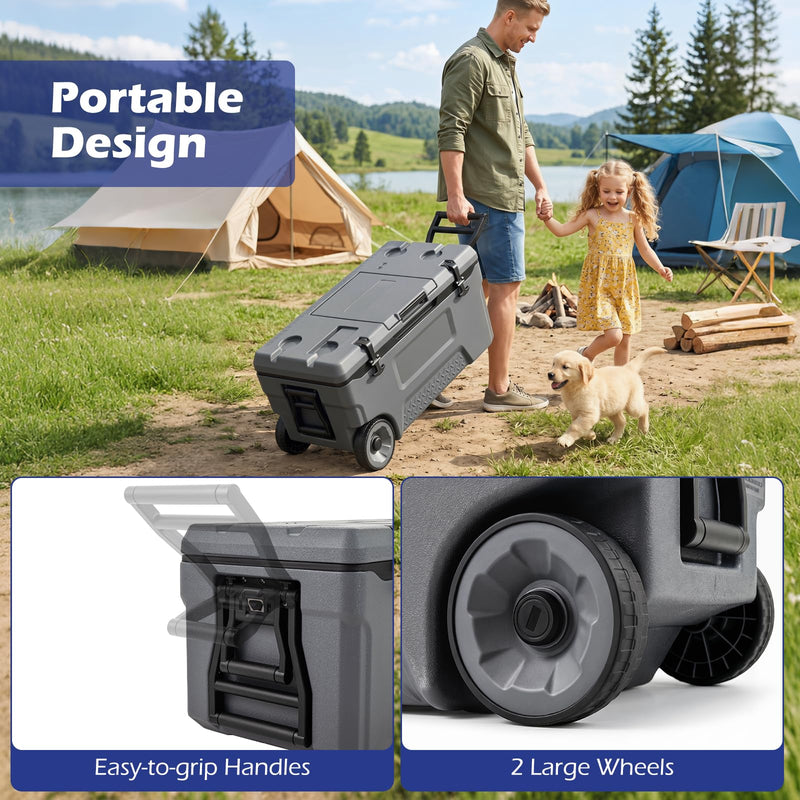 Load image into Gallery viewer, Goplus 53/74 QT Insulated Hard Cooler Portable Rolling Cooler w/Wheels