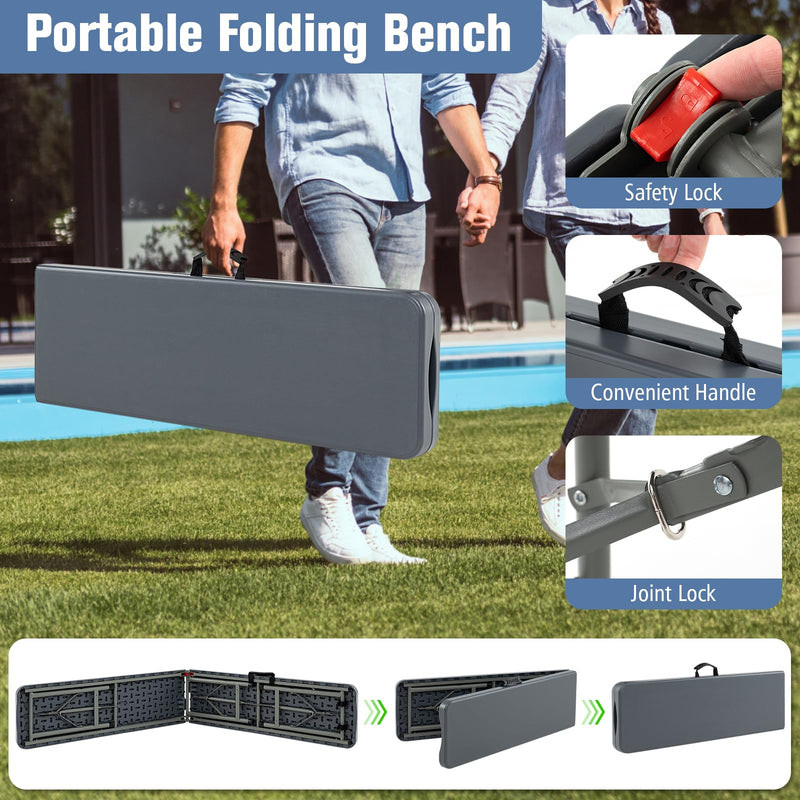 Load image into Gallery viewer, Goplus 6 Feet Plastic Folding Bench, Portable Foldable Bench Seat with 1320 LBS Capacity