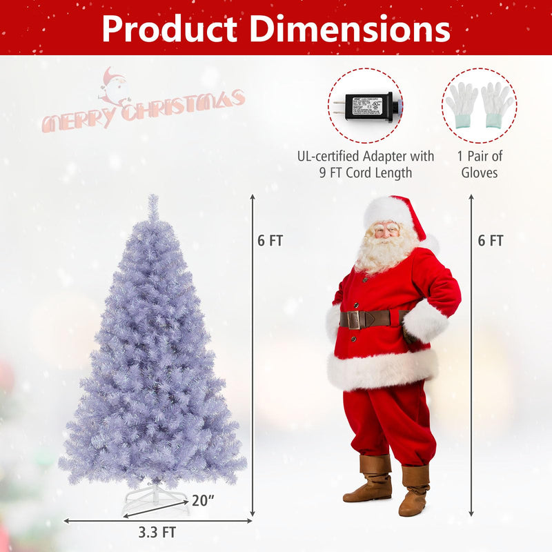 Load image into Gallery viewer, Goplus 6FT / 7.5FT Pre-Lit Tinsel Christmas Tree with Warm White LED Lights