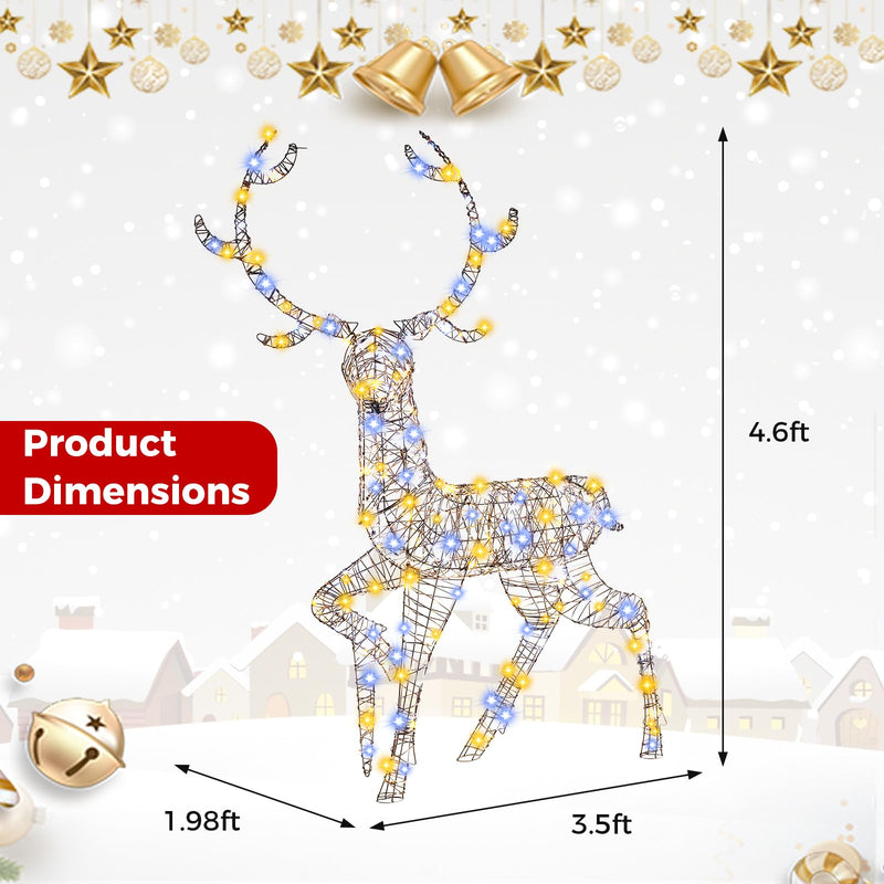 Load image into Gallery viewer, Goplus 4.6 FT Pre-Lit Christmas Reindeer, 3D Buck Decoration with 300 Bright LED Lights