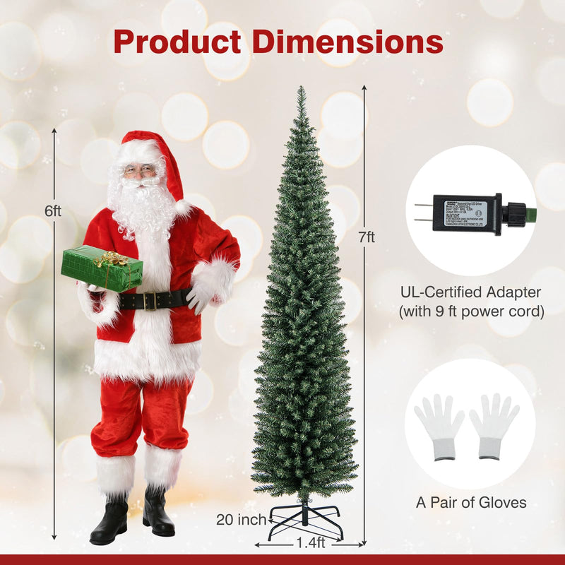 Load image into Gallery viewer, Goplus 5ft Pre-Lit Pencil Christmas Tree, Artificial Slim Xmas Tree with 150 Warm-White LED Lights