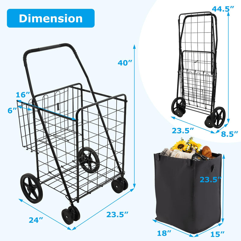 Load image into Gallery viewer, Folding Shopping Cart for Groceries - Goplus