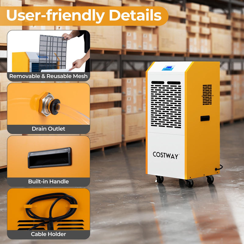 Load image into Gallery viewer, 290 Pints Commercial Dehumidifier with Pump, Industrial Dehumidifier with Drain Hose, 24H Timer & Wheels for Basement