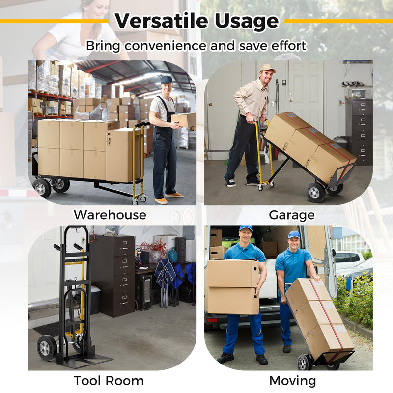 Load image into Gallery viewer, 3-in-1 Convertible Metal Dolly Cart with 4 Rubber Wheels - Goplus