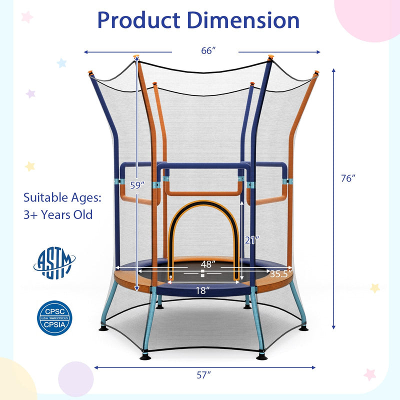 Load image into Gallery viewer, Goplus Kids Trampoline for Toddlers, ASTM Approved Mini Trampoline w/Heightened Safety Enclosure Net