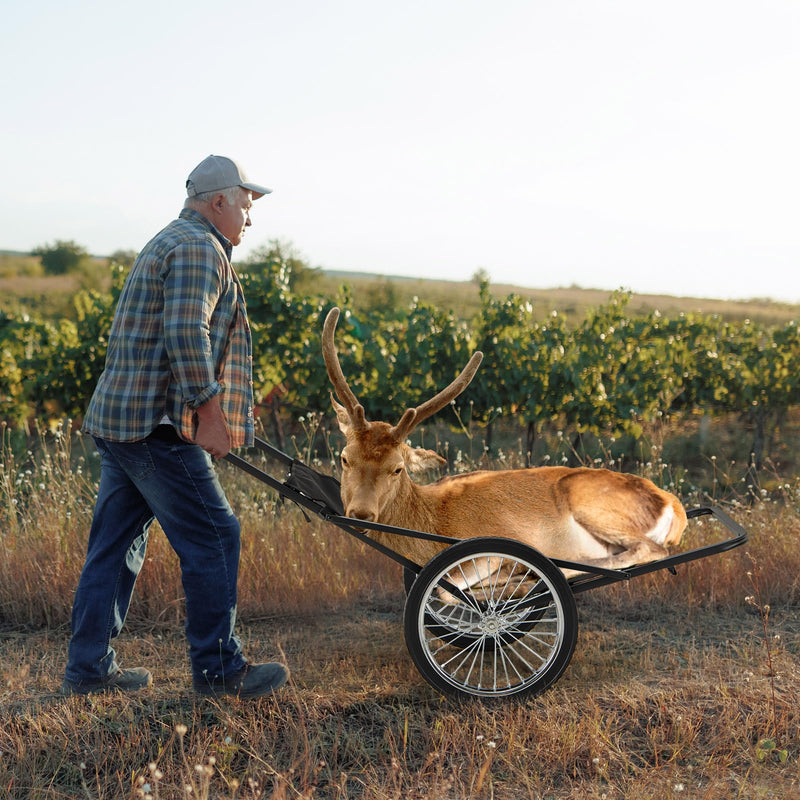 Load image into Gallery viewer, Goplus Folding Deer Cart with Polyester Liner, 550 LBS Heavy-Duty Hunting Game Hauler with 20" Rubber Wheels, Ergonomic Handle