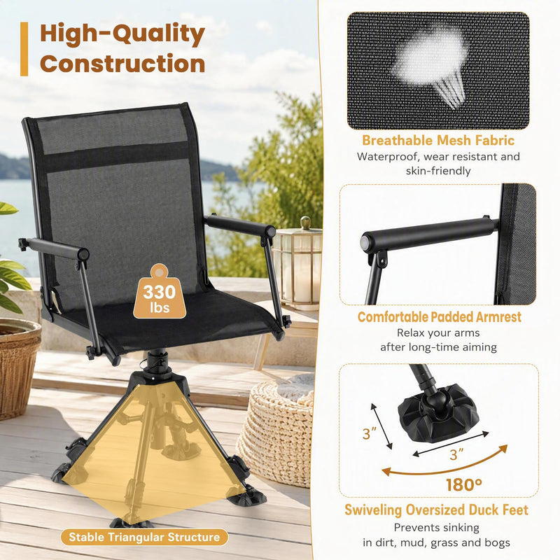 Load image into Gallery viewer, Goplus 360° Swivel Hunting Chair | Portable Silent Deer Chair with Padded Armrests for Hunting