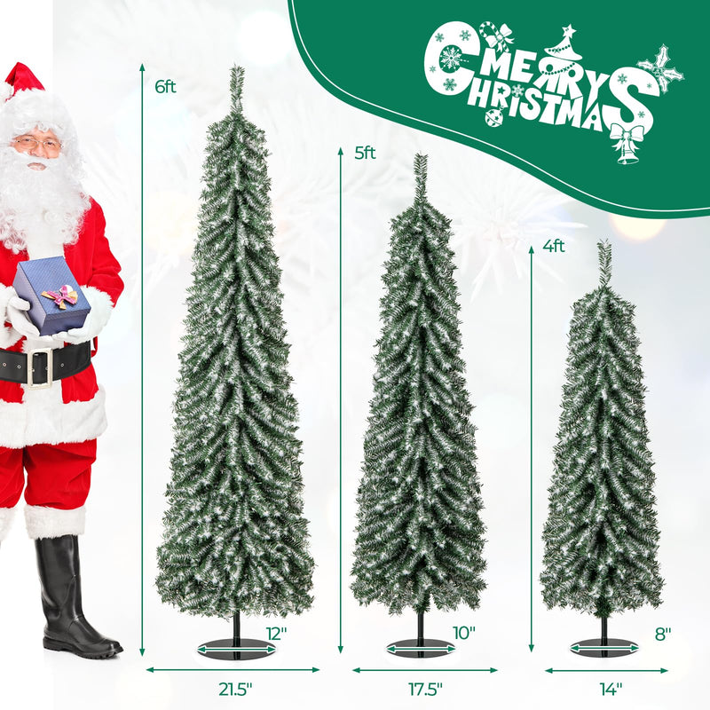 Load image into Gallery viewer, Goplus 4' 5' 6' Pre-Lit Artificial Christmas Tree Set of 3 with Drooping Branches