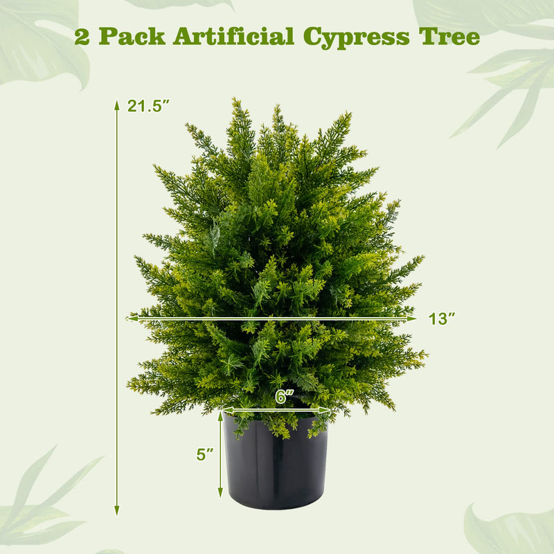 Load image into Gallery viewer, Goplus 21.5" Artificial Tree, Set of 2 Faux Potted Plants Artificial Shrubs Bushes