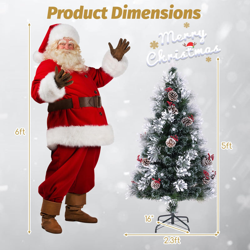 Load image into Gallery viewer, Goplus Pre-lit Fiber Optic Christmas Tree, Artificial Snowy Xmas Tree with 49 Cool White LED Lights
