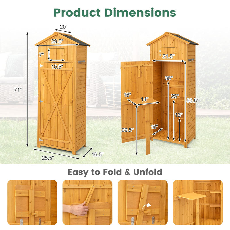 Load image into Gallery viewer, Goplus Outdoor Storage Shed, Wooden Garden Storage Cabinet with Lockable Doors