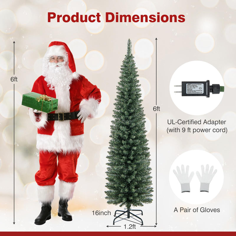 Load image into Gallery viewer, Goplus 5ft Pre-Lit Pencil Christmas Tree, Artificial Slim Xmas Tree with 150 Warm-White LED Lights