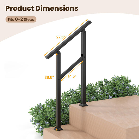 Goplus Metal Hand Rail Fits 0-2 Steps with Flexible Angle Adjustment