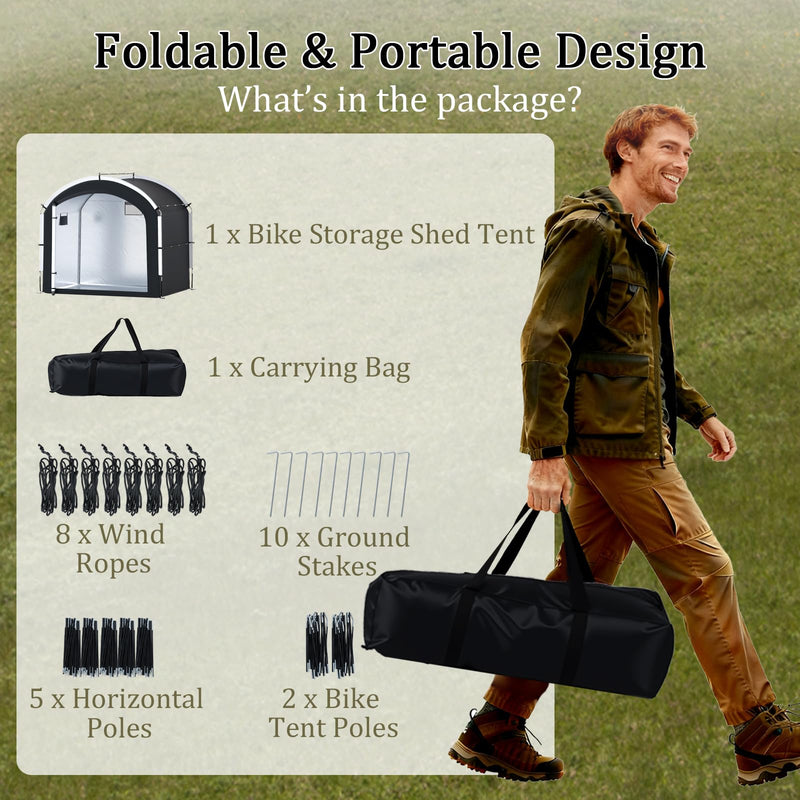 Load image into Gallery viewer, Goplus 7.2 x 4.9 FT Outdoor Bike Storage Sheds w/210D Oxford Fabric PU4000 Waterproof Cover