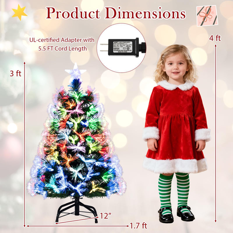 Load image into Gallery viewer, Goplus 3 FT Pre-Lit Fiber Optic Christmas Tree with Slow-Flashing Multicolored Optical Fibers