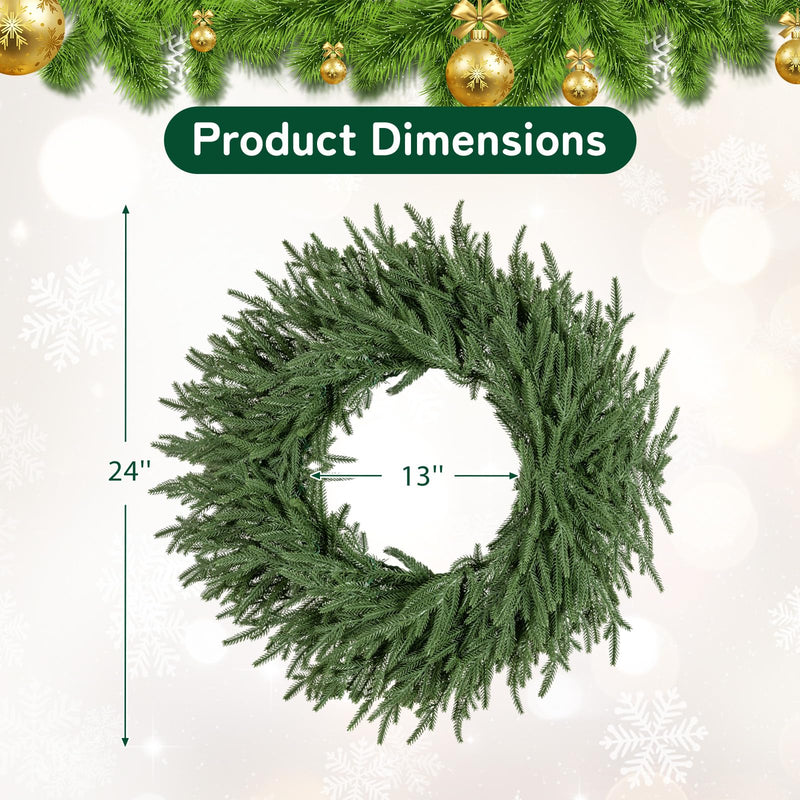 Load image into Gallery viewer, 24 Inch Pre-lit Christmas Wreath with 108 Branch Tips and 35 Warm White LED Lights for Wall Window-1 piece