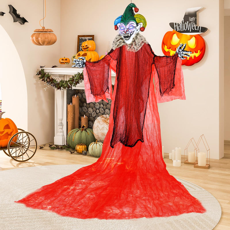 Load image into Gallery viewer, Goplus Hanging Halloween Decoration, 13.1 Ft Hanging Clown with Colorful Eyes & Adjustable Arms