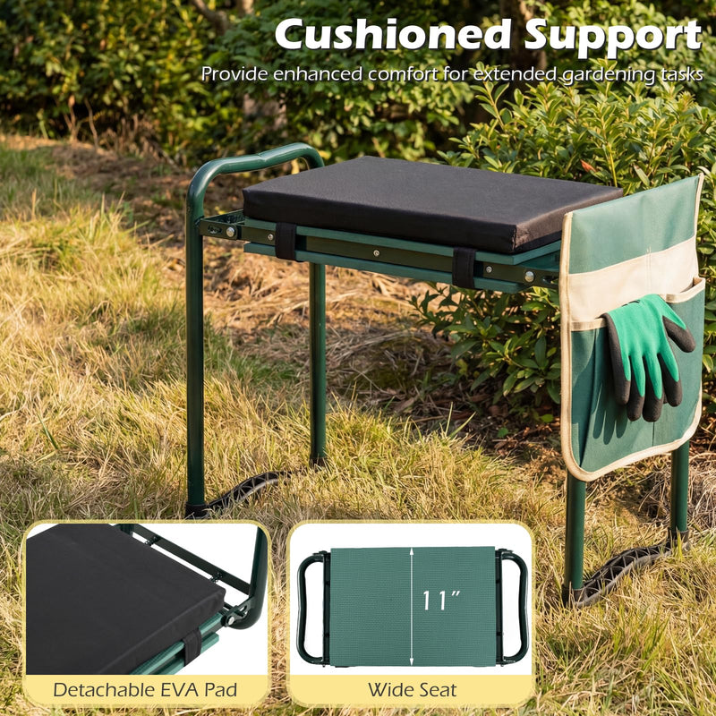 Load image into Gallery viewer, Goplus 11" Wide 2-in-1 Foldable Garden Kneeler and Seat for Seniors